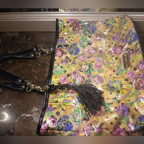 Betsey Johnson Floral Tote Bag - Gold and Multicolor - Picture 6 of 16